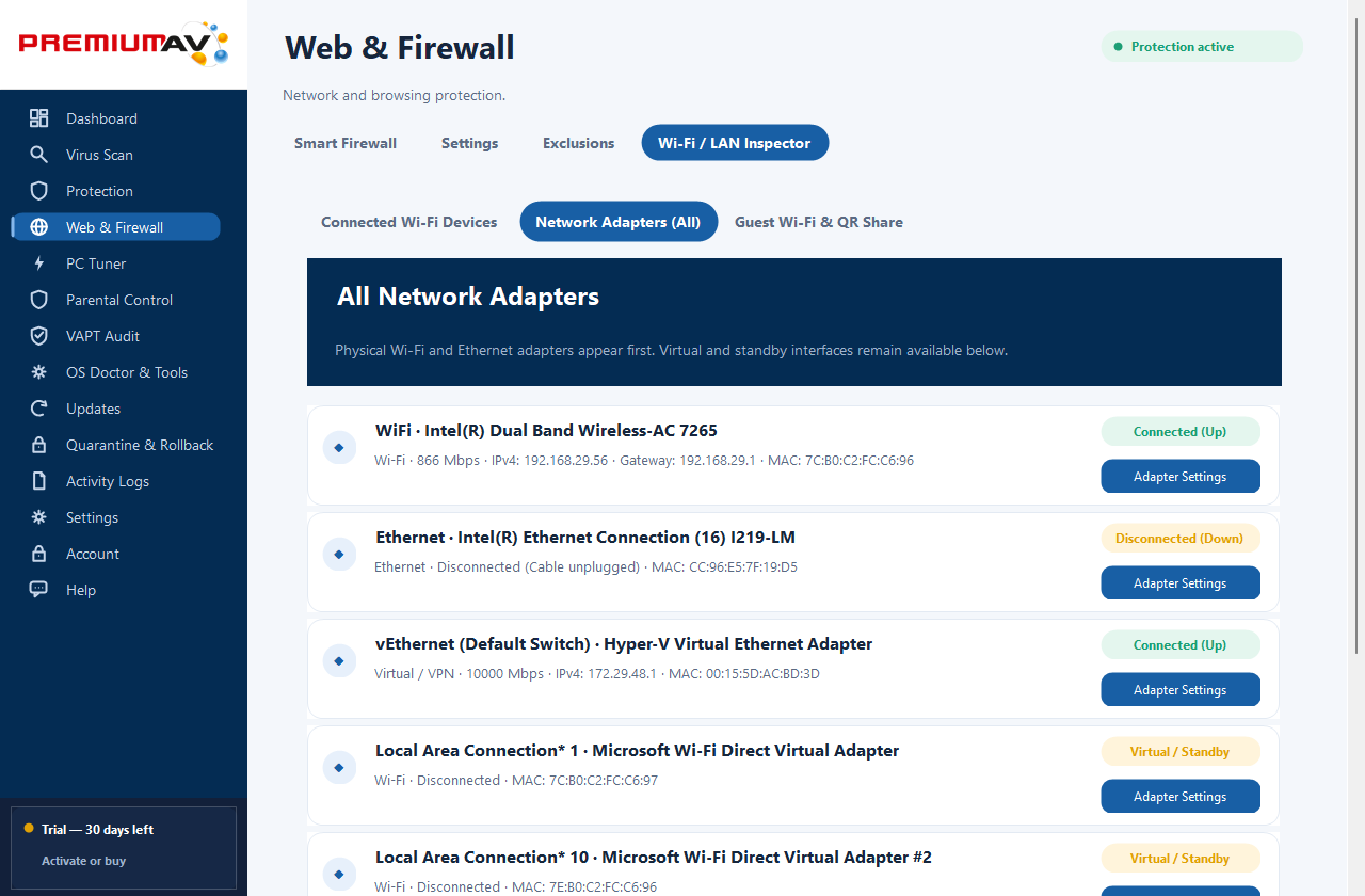 PremiumAV Network Adapters