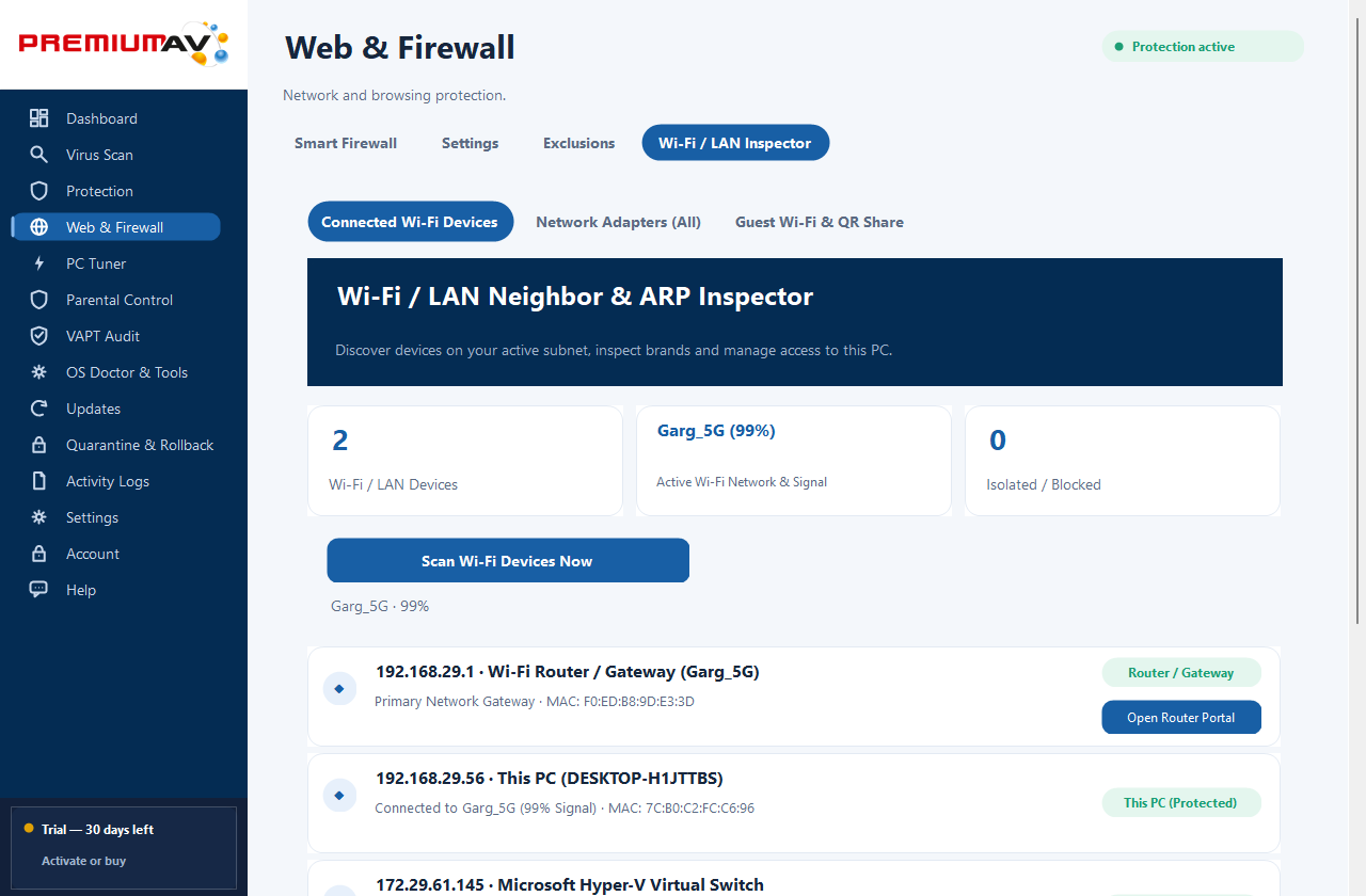 PremiumAV Wi-Fi / LAN Inspector
