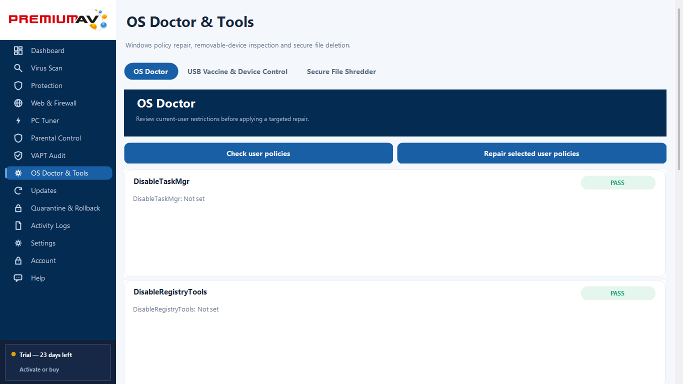PremiumAV OS Doctor & Tools