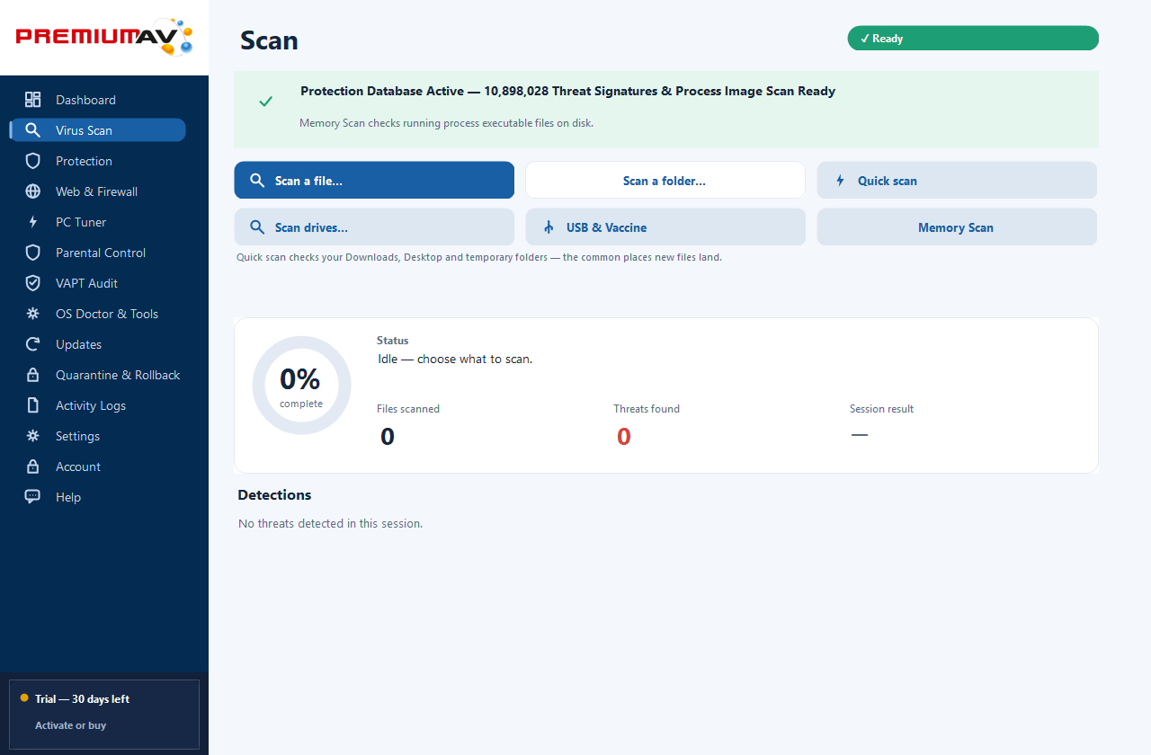 PremiumAV Virus Scan