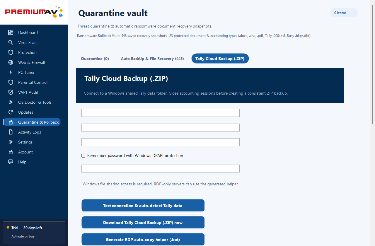 PremiumAV Tally Cloud Backup Tools