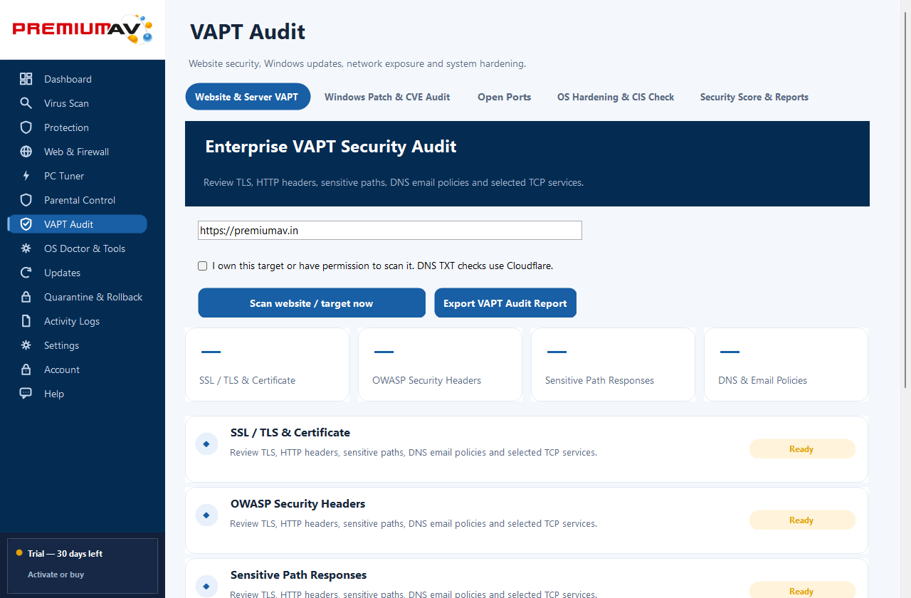 PremiumAV Website & Server VAPT